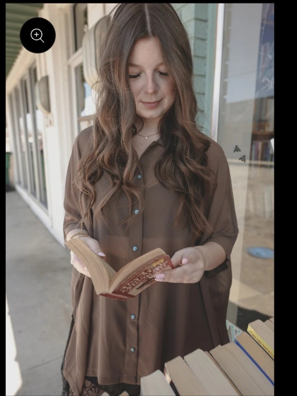 2 Fly Co. NWT GO WITH THE FLOW CHOCOLATE Turquoise Flowy Button Sheer Top L/XL